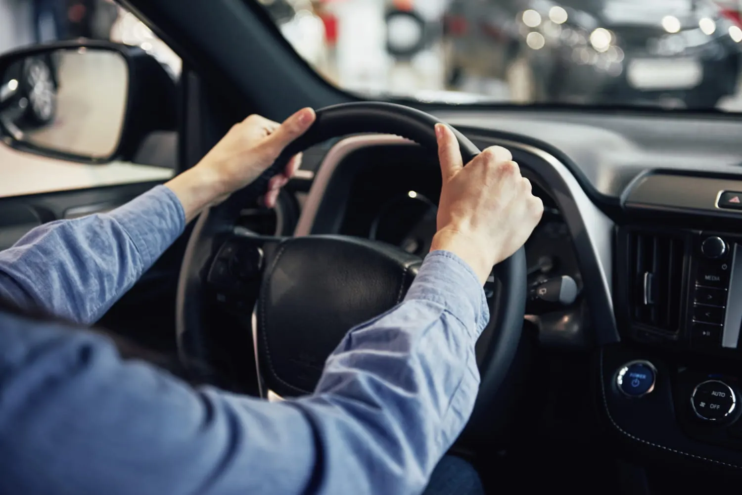 novice driver behind the wheel