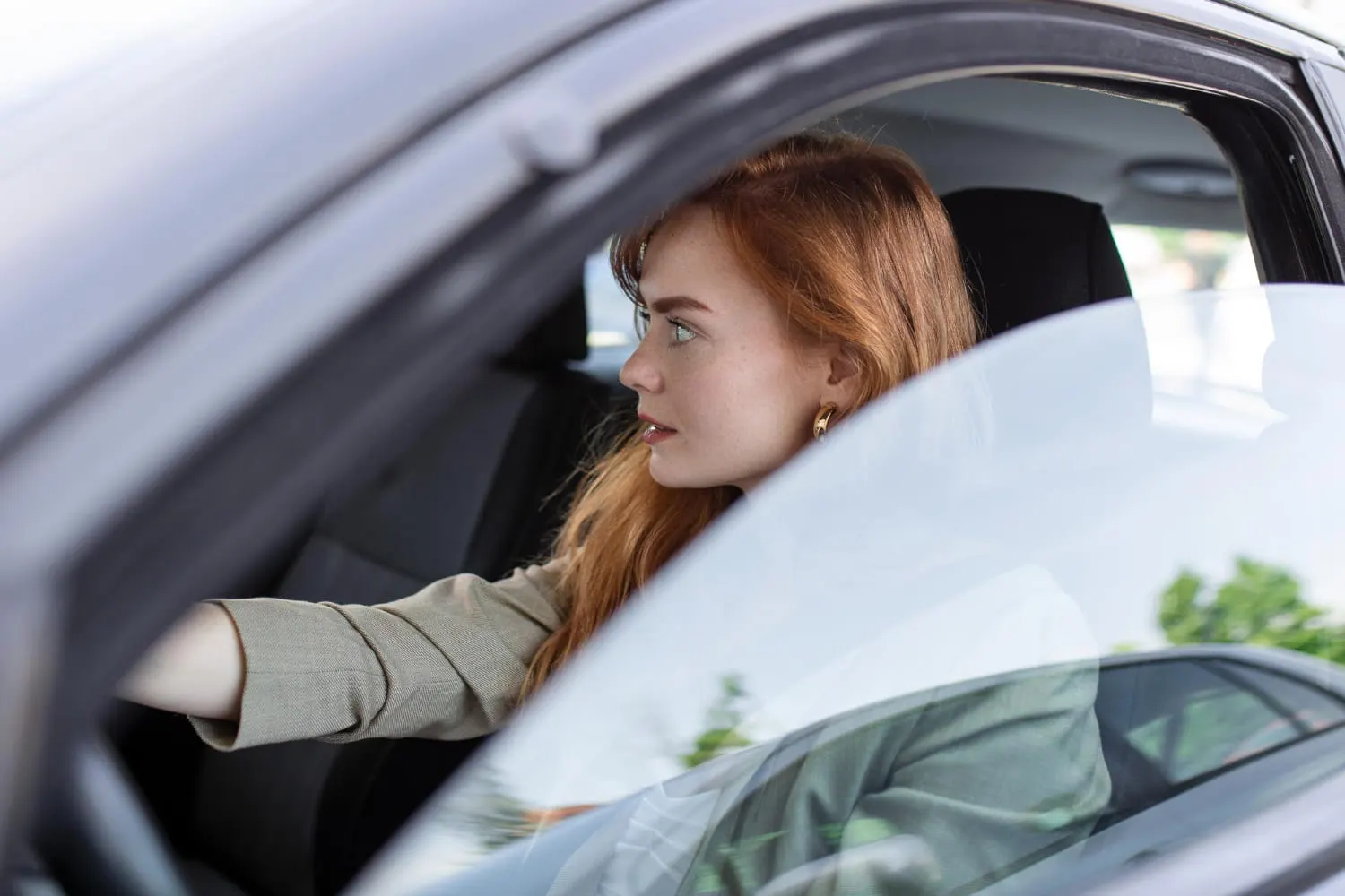 woman in the driver's seat